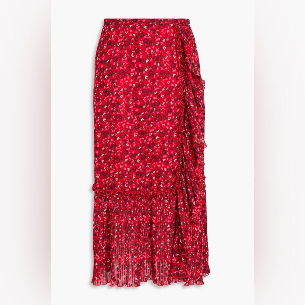 Pleated floral-print crepe midi skirt NWOT sz 32